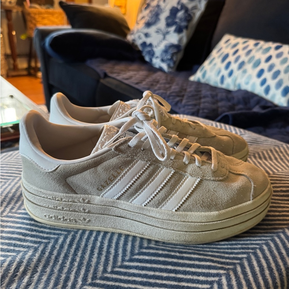 Adidas White & Grey Suede Sneakers